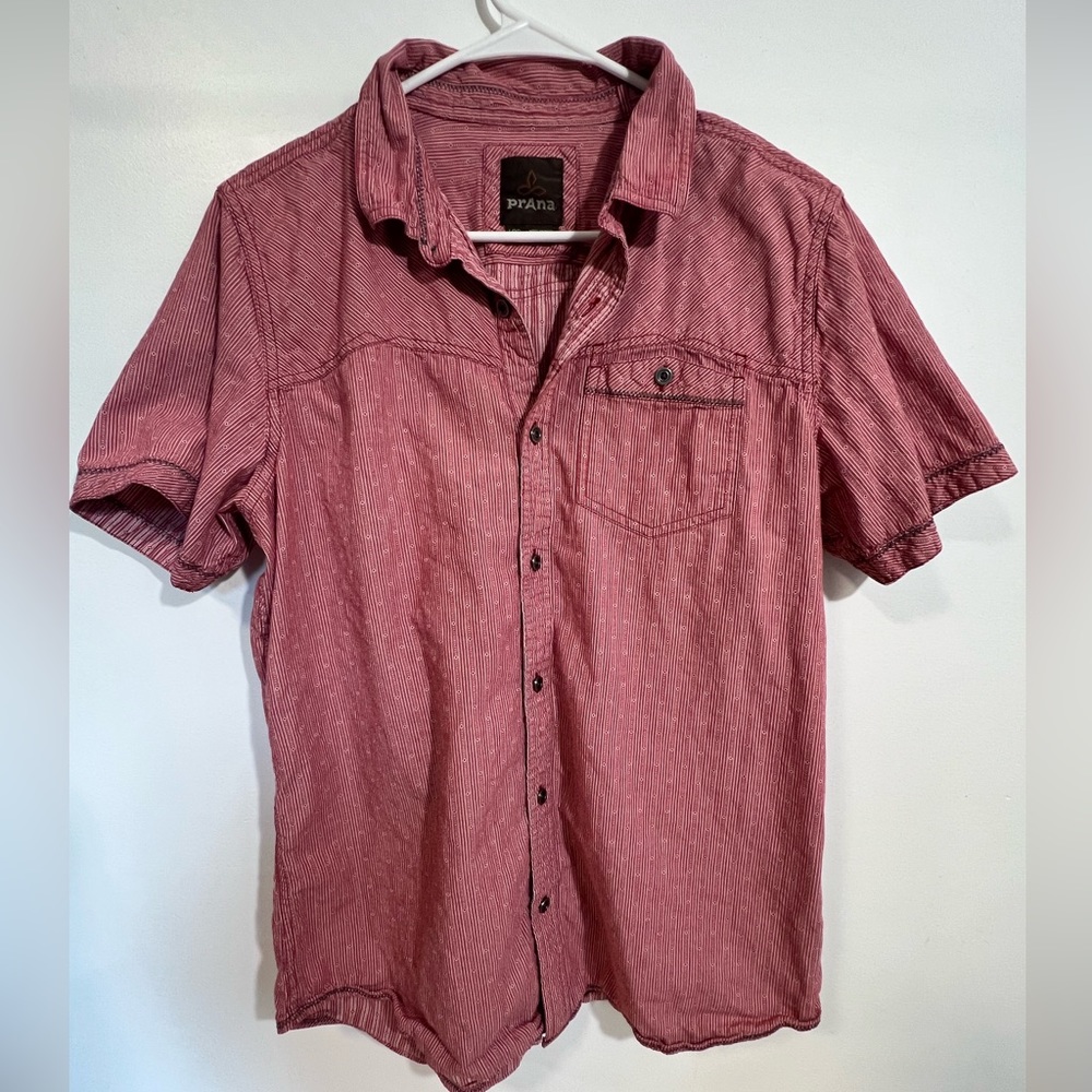 Prana Organic Cotton Striped Button Down Mens Large